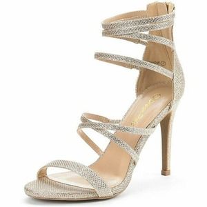Dream Pairs Sparkle Gold Strappy Heels Women Size 8 Sandals Party Gala Sparkle